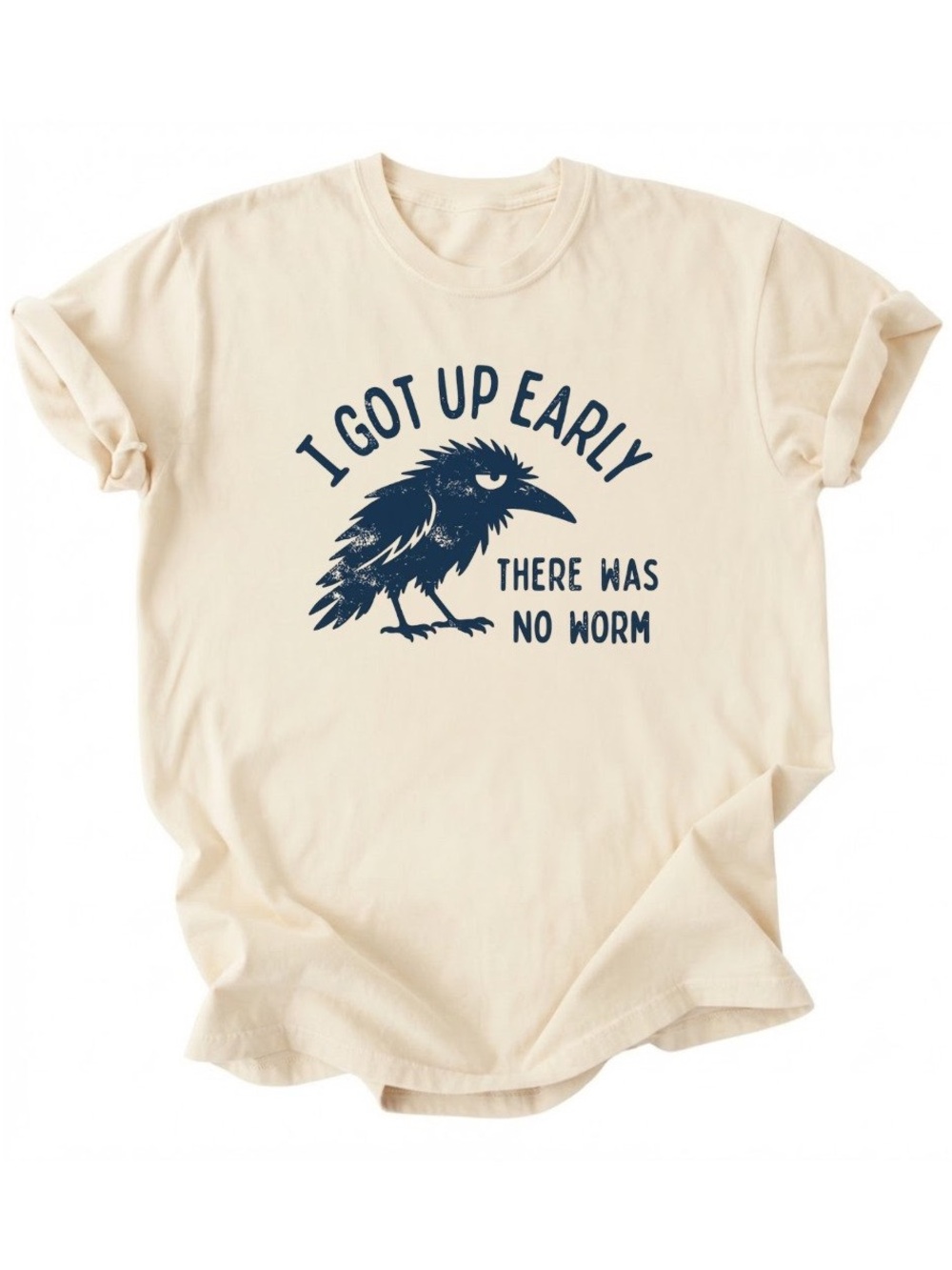 Gildan Cream Tee with Navy Bird Graphic